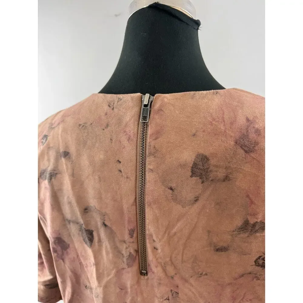 Muubaa Montesson Leather Suede Shift Dress Mini Floral Dress Zipper US 8 M $425